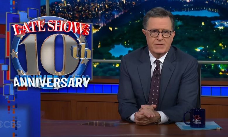 Stephen Colbert menandai peringatan 10 tahun 'Late Show' di tengah pembatalan Stephen Colbert menandai peringatan 10 tahun 'Late Show' di tengah pembatalan